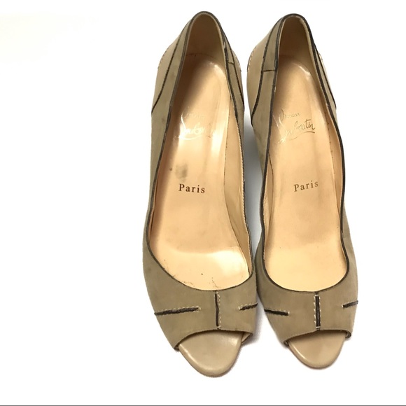 Christian Louboutin Women Wedge Suede Heels 7.5 - Picture 1 of 8